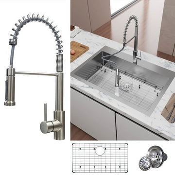 33 Inches  Kitchen Sink - Dual Mounted Undercounter Or Recessed Sink